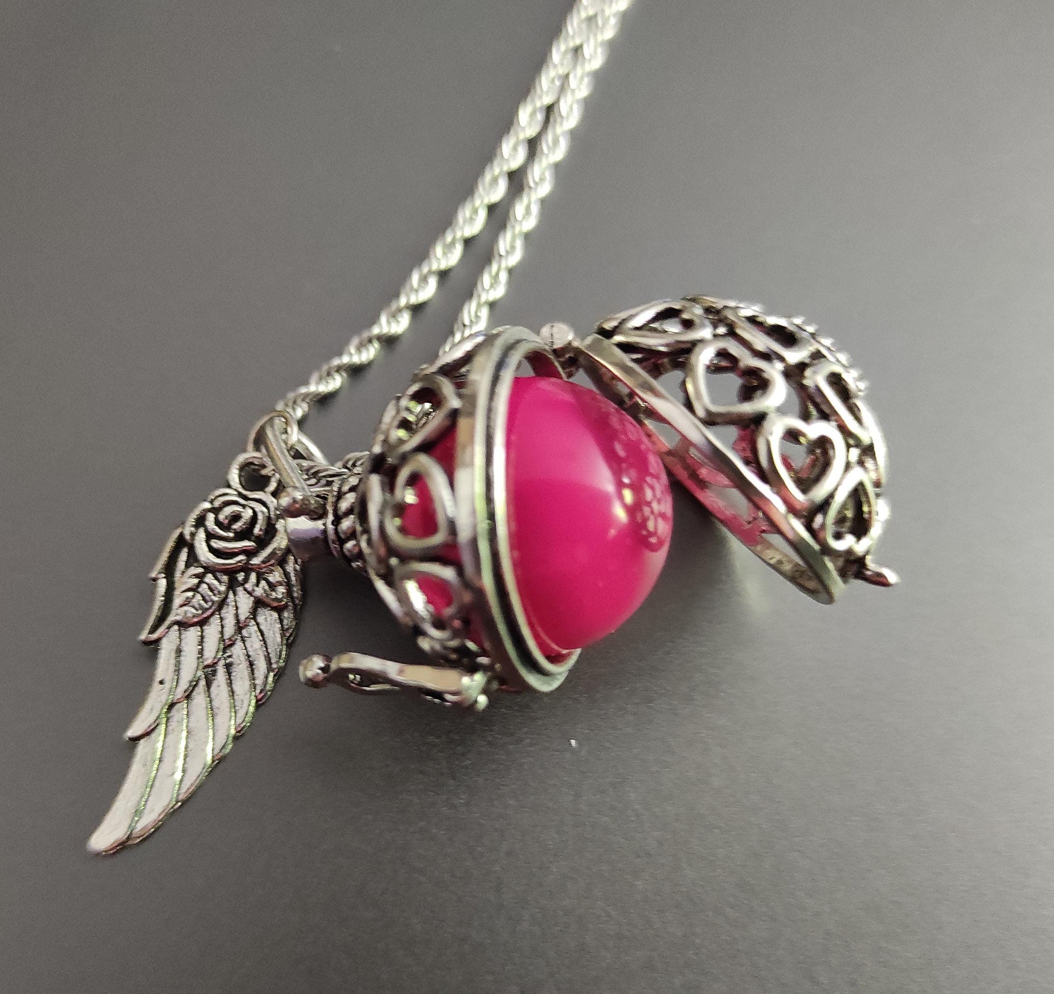 Angel Caller Angel Caller With Angel Wings, Heart-shaped Bell, Chime Ball / Necklace ...
