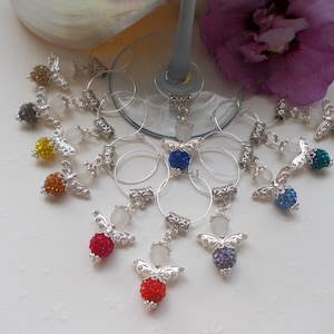 8 Glasmarker Weinglas Schutzengel Shamballa Gastgeschenk Schmuck Charm Silber Bild 1