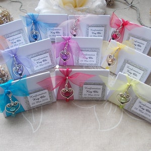 Guest gifts with almonds - place card for wedding, communion, baptism, confirmation, birthday with gift heart pendant, charm