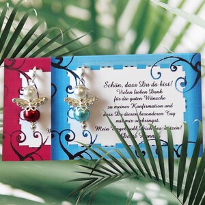Tischkarten 2er / 10er Set Gastgeschenk Schutzengel mit Zirkonia Flügel Hochzeit Kommunion Konfirmation Hochzeit Farbwahl