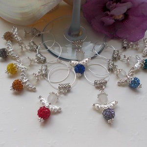 8 Glasmarker Weinglas Schutzengel Shamballa Gastgeschenk Schmuck Charm Silber Bild 4