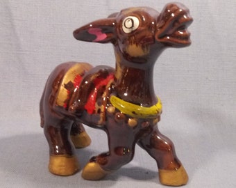 Vintage Redware Donkey Ceramic Figurine