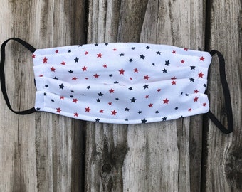 Adult Face Mask, 100% Cotton, 3 Layers, One Day Free Shipping, Patriotic, Reusable, Washable, Reversible