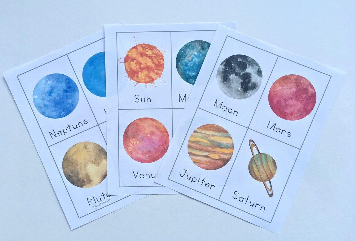 Solar System Flash Cards and Poster Our Printable Etsy India