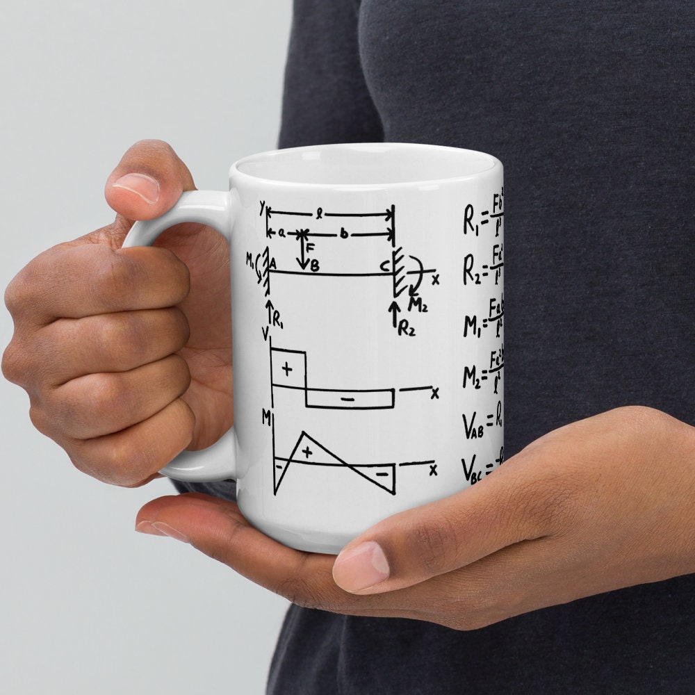 Mechanical Engineer Mug Real Beam Equations and Diagrams - Etsy