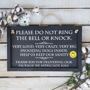 Please Do Not Knock or Ring Bell Door Sign | Do Not Disturb Sign | No Soliciting Front Door Sign | Funny Door Sign | Crazy Home Door Sign