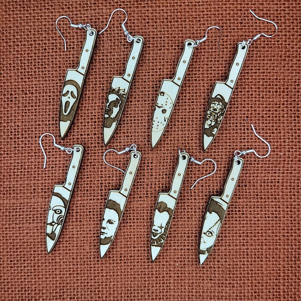 Halloween Villains Earrings | Knife Dangle Earrings | Horror Movie Villain Earrings | Slasher Film Earring | Handmade Costume Party Earrings
