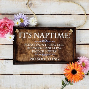 It’s Naptime Front Door Sign | Baby Sleeping Door Hanger | Toddler Sleeping Door Sign | No Soliciting Door Sign | Privacy Please Porch Sign