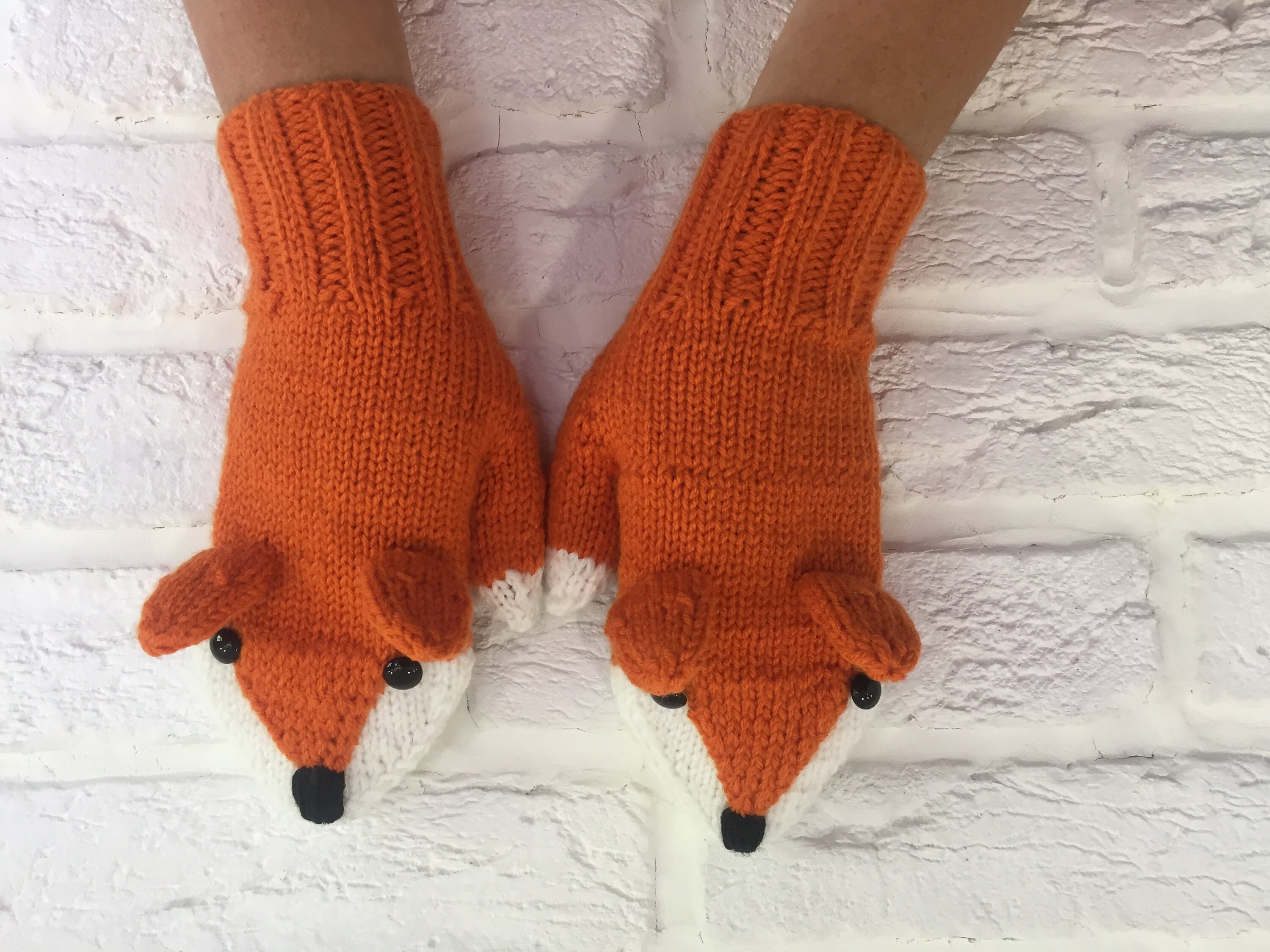 Knitted Fox mittens Handknit gloves Animal mittens Fox lover Etsy