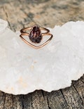 Solid Gold Raw Garnet stacking rings\/ red stone ring\/ boho rings\/ birth stone rings\/ raw stone engagement rings