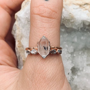 Double the diamonds stacking ring set| Herkimer diamond rings| stacking rings| alternative wedding set