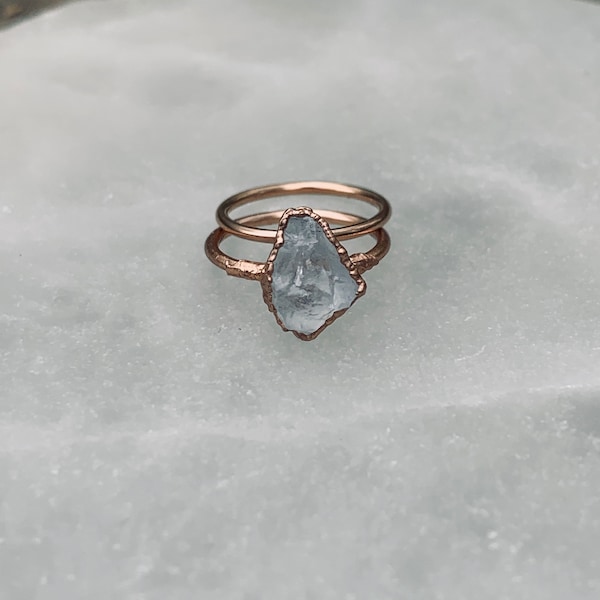 Solid Gold Raw Stone Engagement ring| Raw stone ring| Boho ring| Raw quartz ring