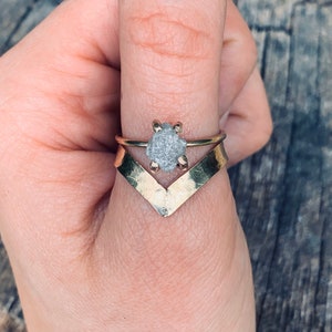Rohdiamant Brautset| Verlobungsring roségold| Rosegold Hochzeitsband| elegantes Hochzeitsset| Diamant Verlobungsring