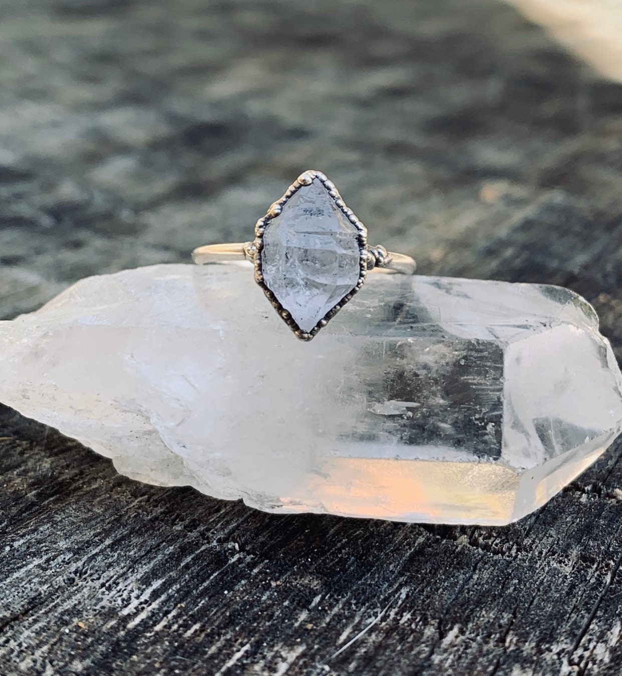 Starborn Sterling Silver Cage Set Medium Herkimer Diamond Quartz