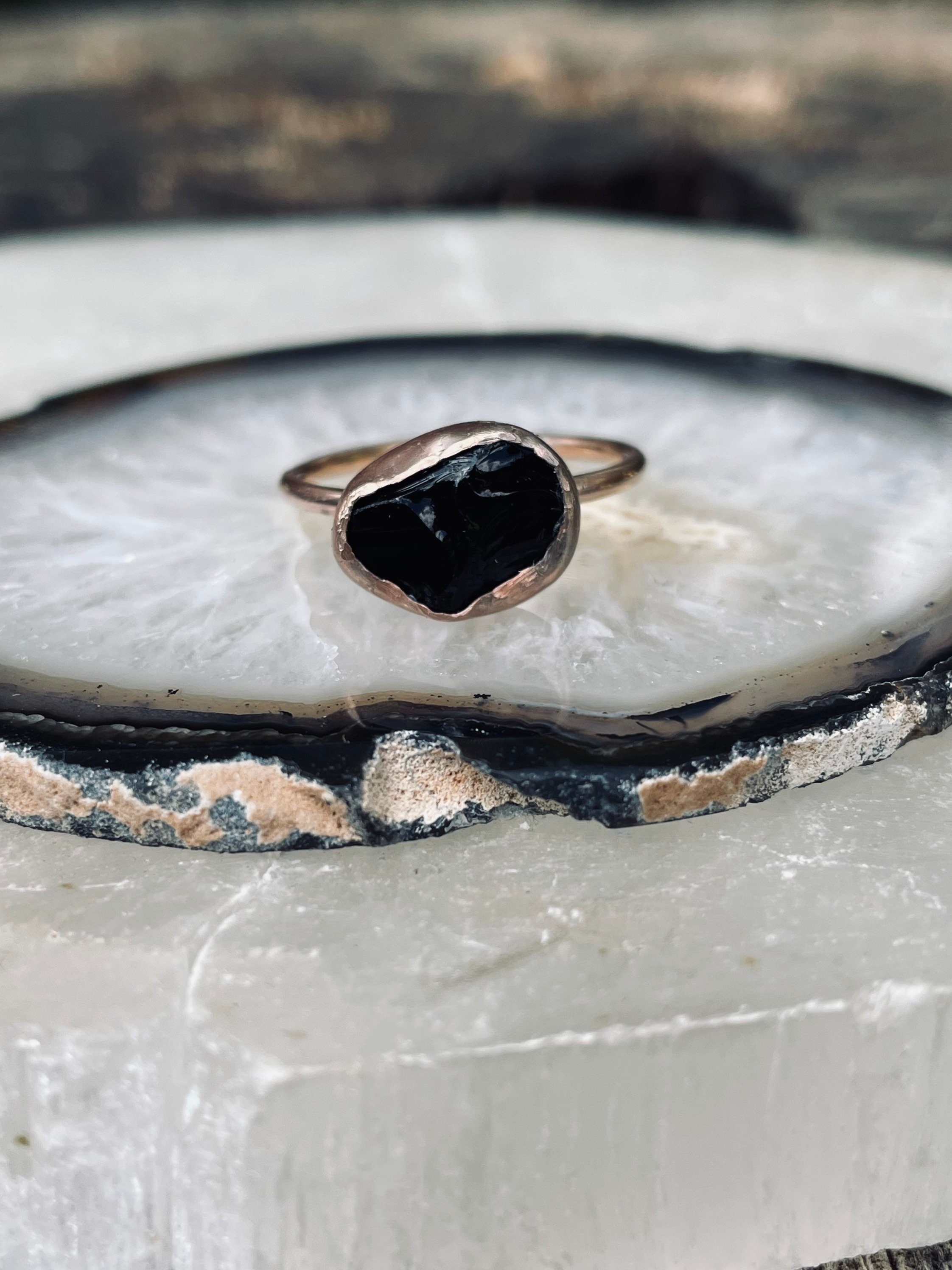 Black Obsidian Ring/ Raw Black Obsidian/ Spiritual Ring/ - Etsy