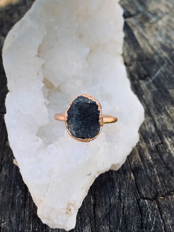 Geode Ring Alternative Engagement Ring Raw Diamond Band Raw Stone Rings Raw Stone Engagement Ring