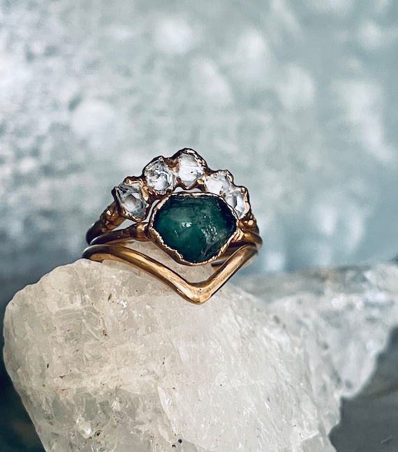 Etsy raw emerald ring best sale
