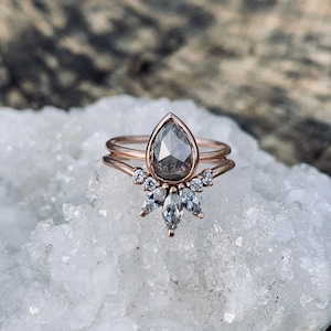 Pink Tear Drop Diamond Engagement Ring| Rose Gold Engagement Ring| Alternative Engagement Ring