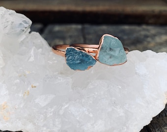 Raw aquamarine stone| mermaid ring| raw engagement ring| handmade ring| boho ring|