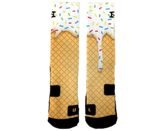 Calcetines personalizados Ice Cream HoopSwagg, todos los tamaños de zapatos, regalo divertido perfecto, regalo lindo,