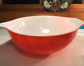 Red Friendship Pyrex 444 Cinderella Mixing Bowl 4 Quart Vintage Retro
