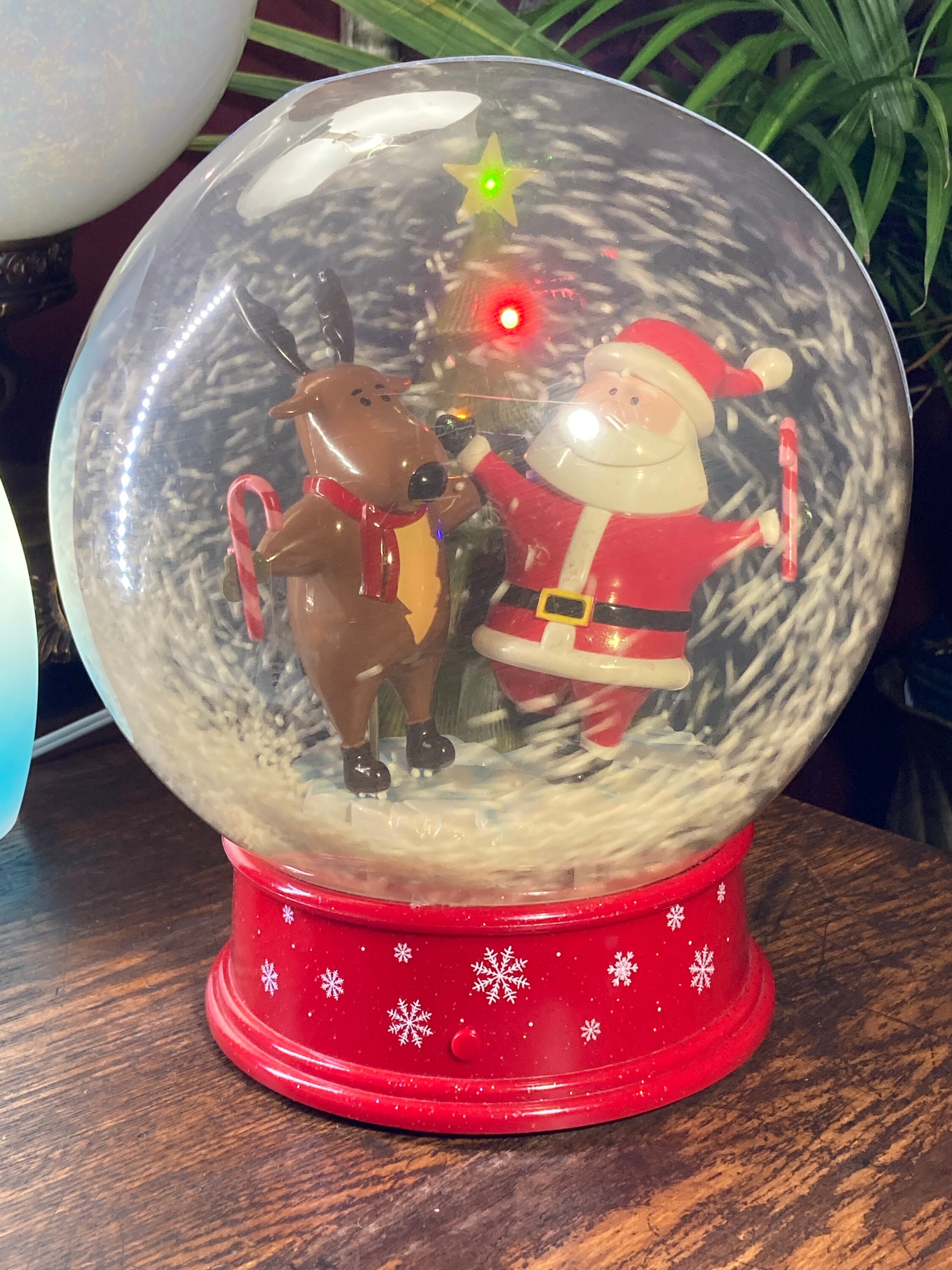 Gemmy Snow Globe Santa Reindeer Vintage Christmas Xmas Etsy