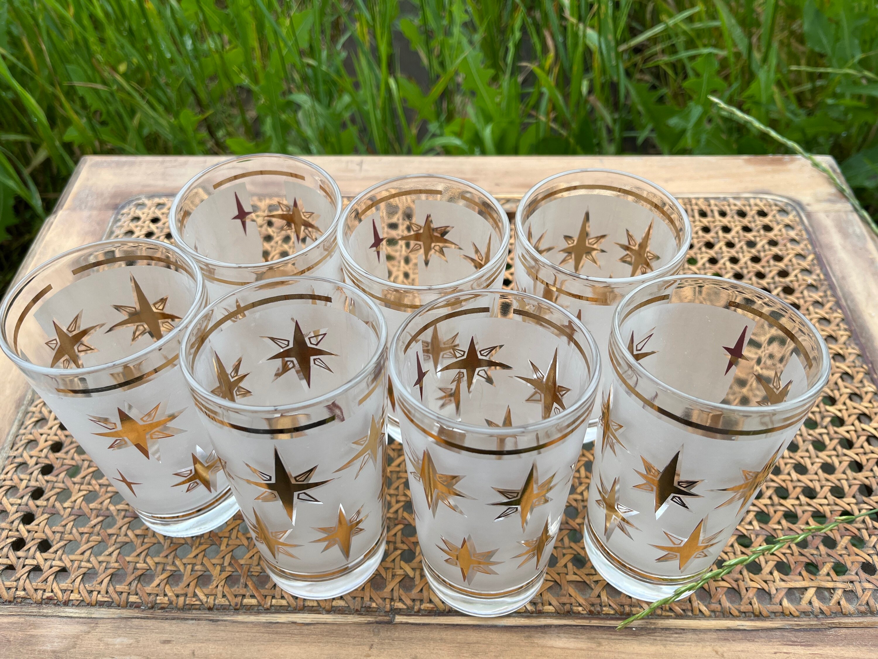 Starburst Gold Frosted Bar Glasses Vintage Mad Men Retro Atomic Water Glass Set of 7 Beverage Glass Libbey Etsy Canada
