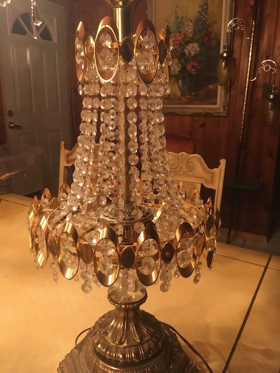 Loevsky crystal lamp antique brass base Loevsky crystal lamp antique brass base