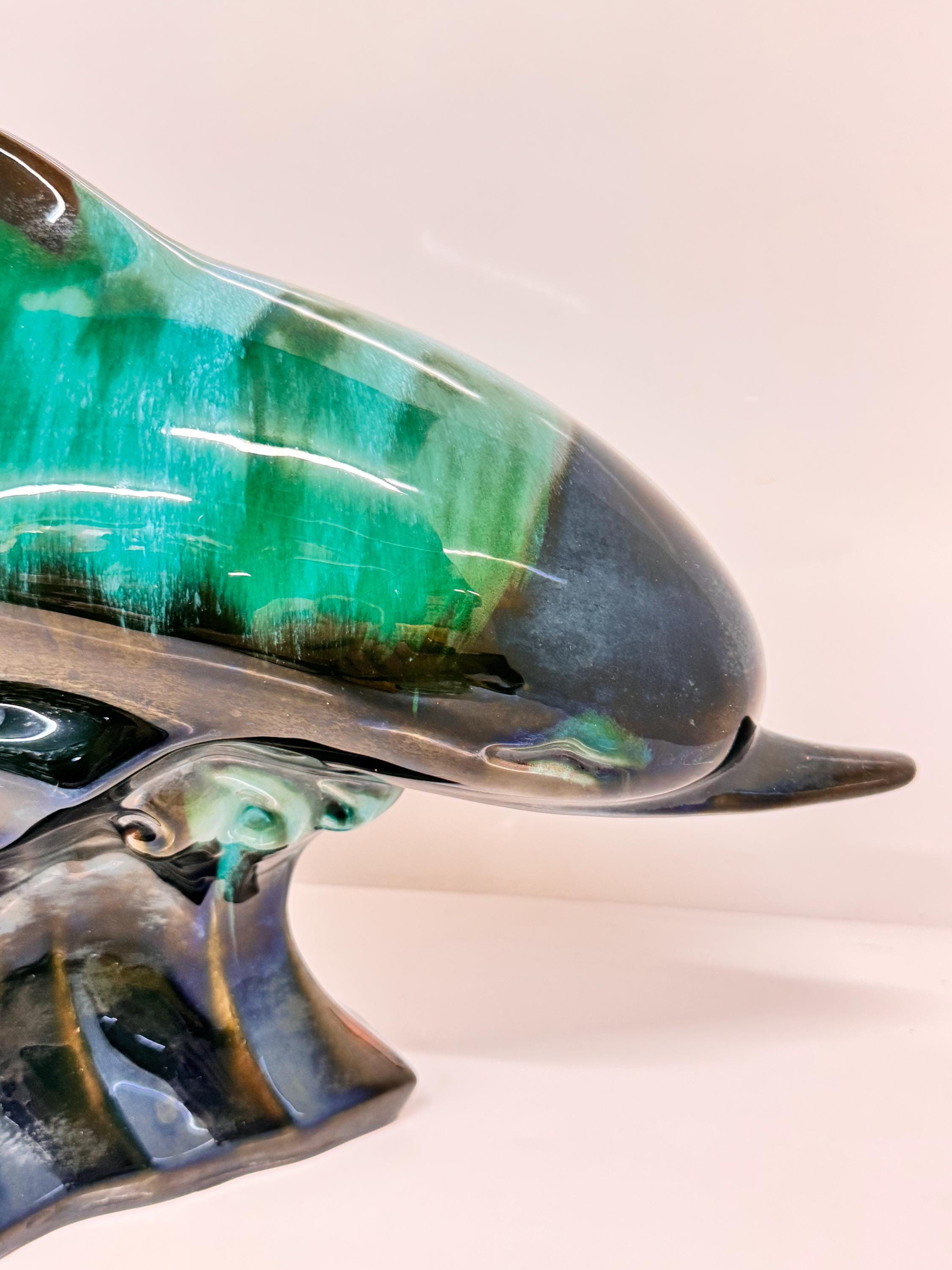Vintage Blue Mountain Pottery Dolphin: Large Canadian Art Ceramic