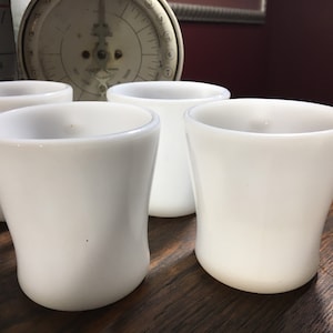 4 Fire King Anchor Hocking, Glass,  Milk Glass, Restaurant Ware, 8oz, Coffee Mug, Heat Proof, Vintage,  Diner , Country kitchen, Coffee Mug,