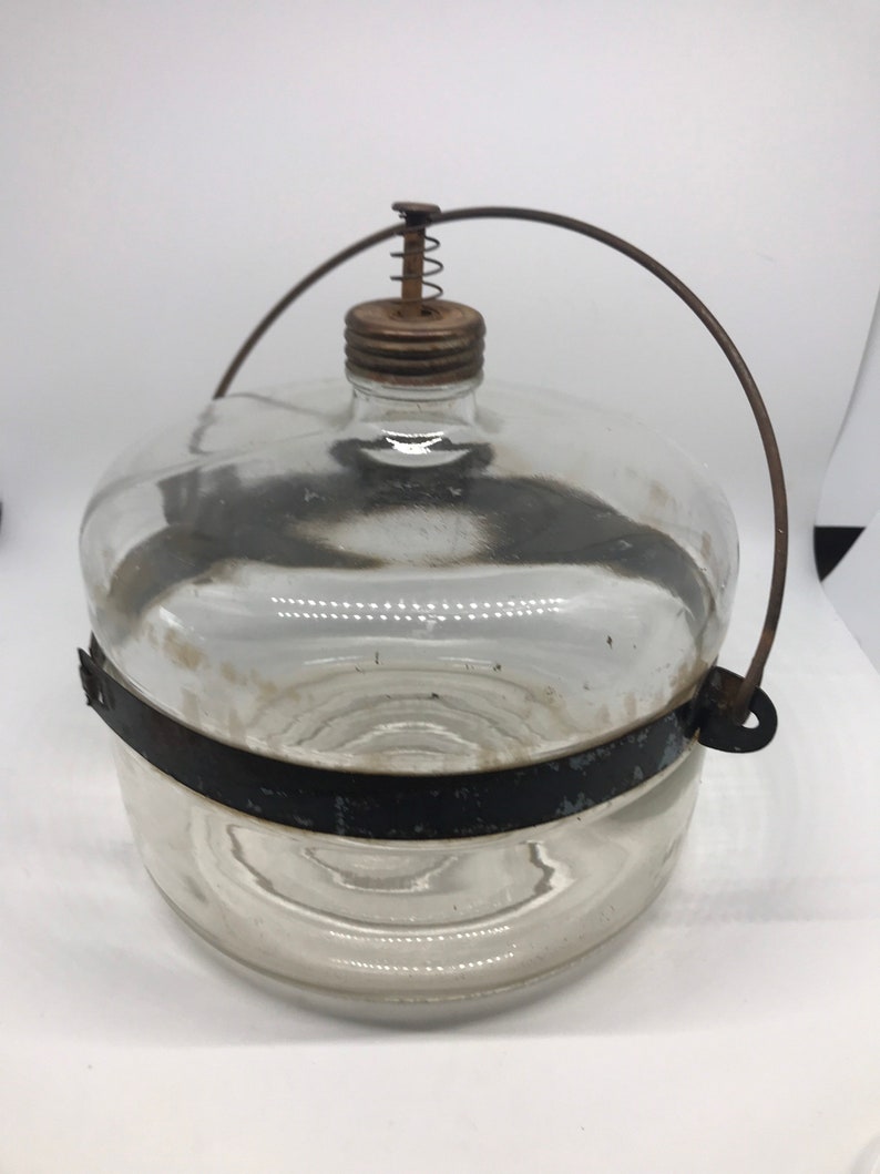Antique Glass Jar 1920s Stove Oil Kerosene Holder Metal Bail Etsy