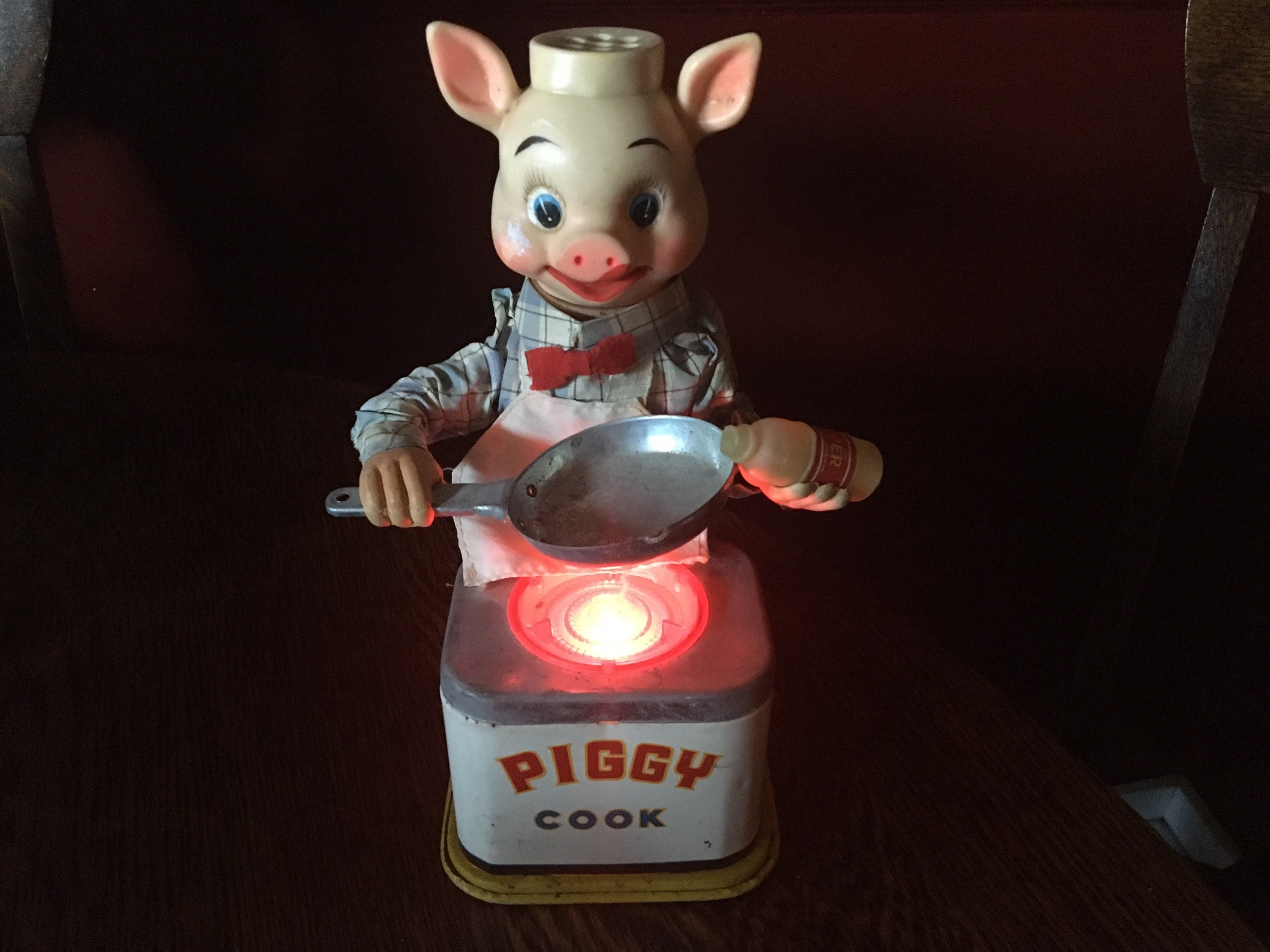 ピギーコック　PIGGY COOK Piggy Cook, Tin Toy, Japanese, Metal, Battery Operated, Japan, BBQ