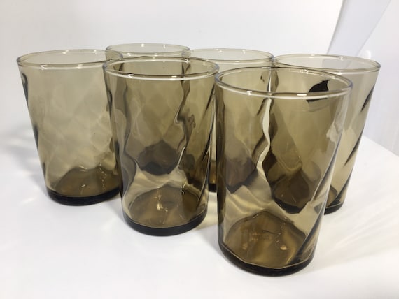 Set of 6 Vintage French Eva Jus De Fruits Drinking Glasses