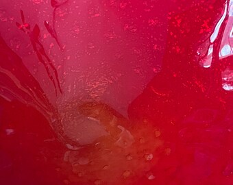 ヴィンテージ ムラーノ アートガラス 灰皿：チェリーレッド、ホワイト