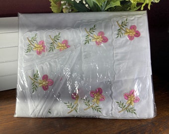 Tafelgerei, Vintage, Tafelkleed, Servetten, Placemat, Set, 12 stuks, Vintage, Texcan, Bloemen