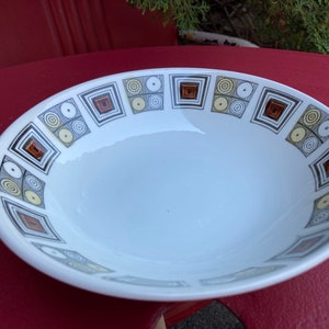 Bowl, Serving, Vegetable, Broadhurst,  Kathie Winkle,  Rushstone, MCM, Ironstone, Scandinavian, 1970s, Decor, Handpainted,