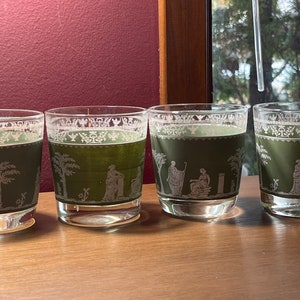 Jeanette Glass, Hellenic, Greek, Roman, Greco, Wedgewood, Jasperware,  Drinking Glasses, Juice, Cocktail Glass, Vintage, MCM