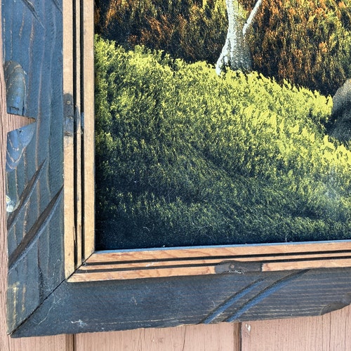 Black Velvet, Mexican, Nighttime , Scenery, Trees, Lake Mountain, Framed, shops Painting, Retro, Wood Frame, Signed, Vintage