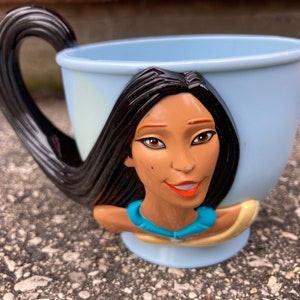 Mug Pocahontas World on Ice Souvenir Cup Vintage Walt Disney Hair Handle