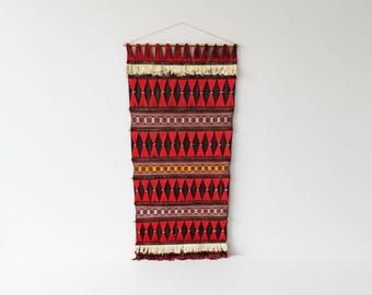 Wall Hanging Macrame Weaving Mid Century Vintage Handmade Textile Wall Art BOHO Hippy