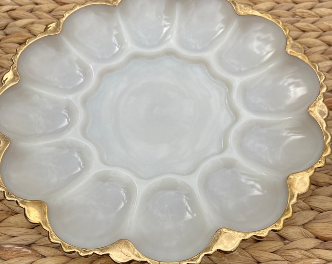 Devilled Egg Platter Anchor Hocking Milk Glass Deviled Egg Tray With