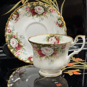 Teacup Celebration Pink Rose English Bone China Royal Albert Tea cup and Saucer Vintage