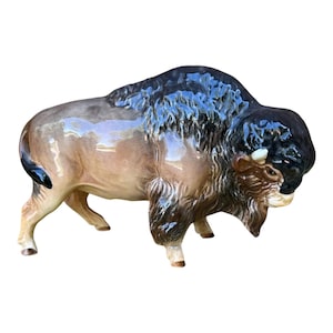 Vintage Sylvac Bison Figurine: England Ceramic Buffalo Statue