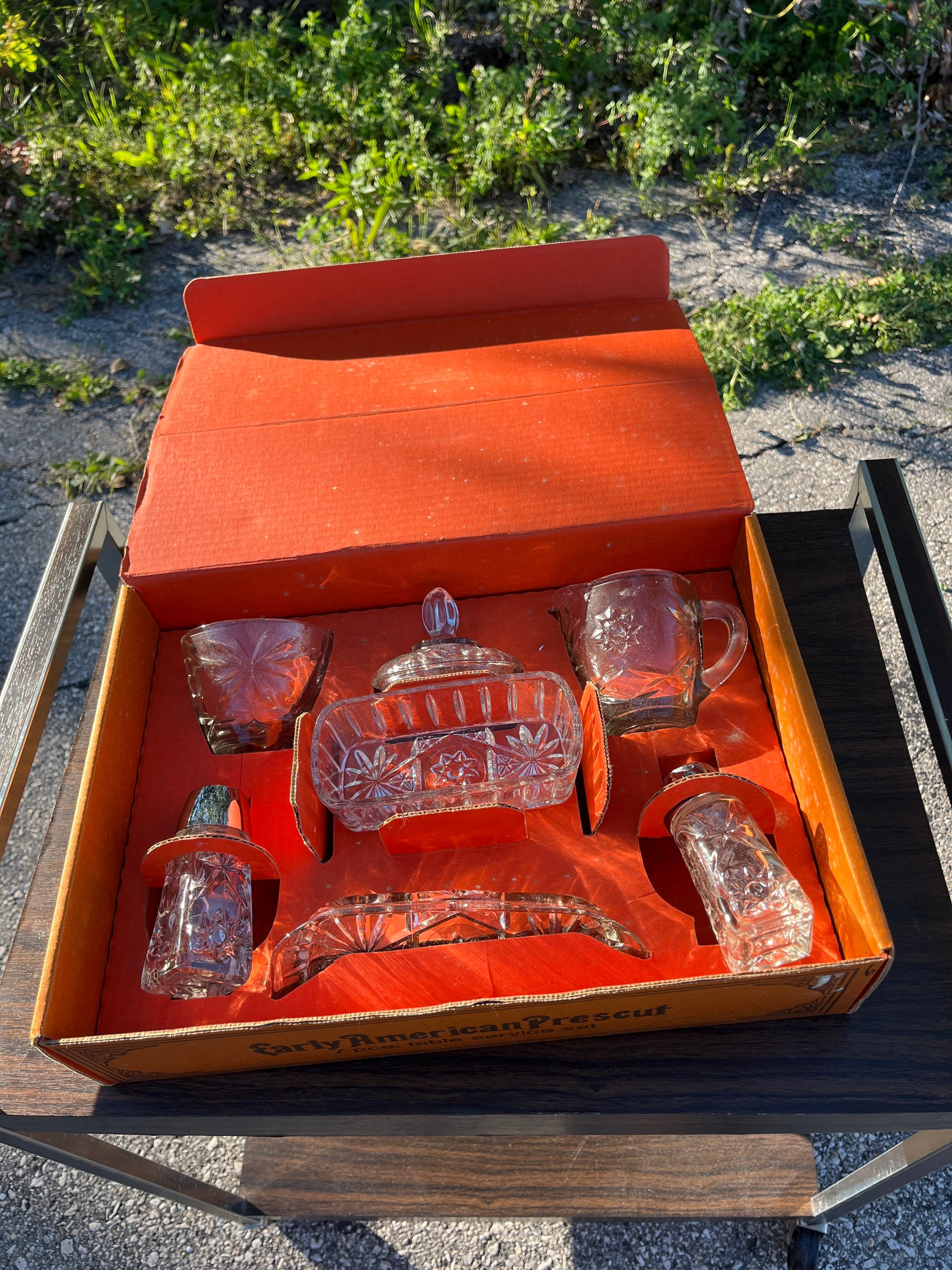 Zestaw antycznych amerykańskich szklanych naczyń Anchor