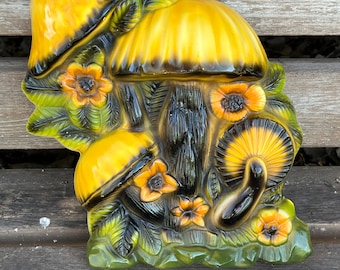 Decorazione da parete in gesso a forma di fungo, targa decorativa da parete MCM Vintage