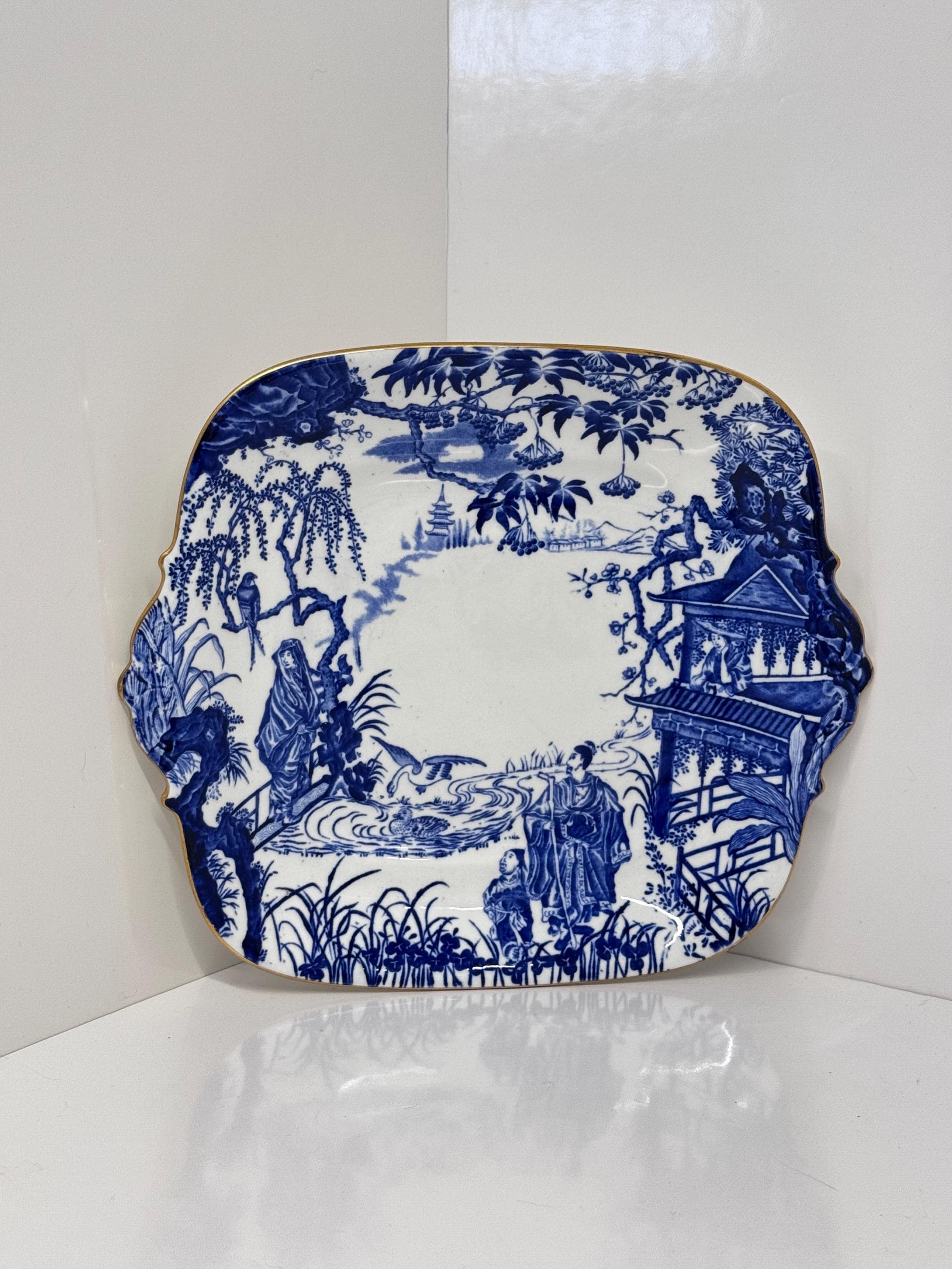 crown derby ケーキプレート Royal Crown Derby Blue Mikado Bone