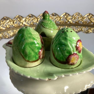 Condiment Tray, Salt, Pepper,  Shaker, Mustard Pot,  Carlton Ware, Primula, Australian, Vintage,