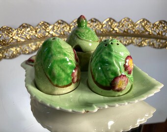 Kryddfat, salt-, pepparkar, senapsskål, Carlton Ware, Primula, australiensisk, vintage,
