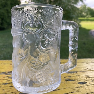 Kubek McDonalds, Batman Forever, Promocyjny, Szkło, Vintage, Kolekcjonerskie, Francja, Kubki, 3D,, Robin, Przezroczysty Kubek