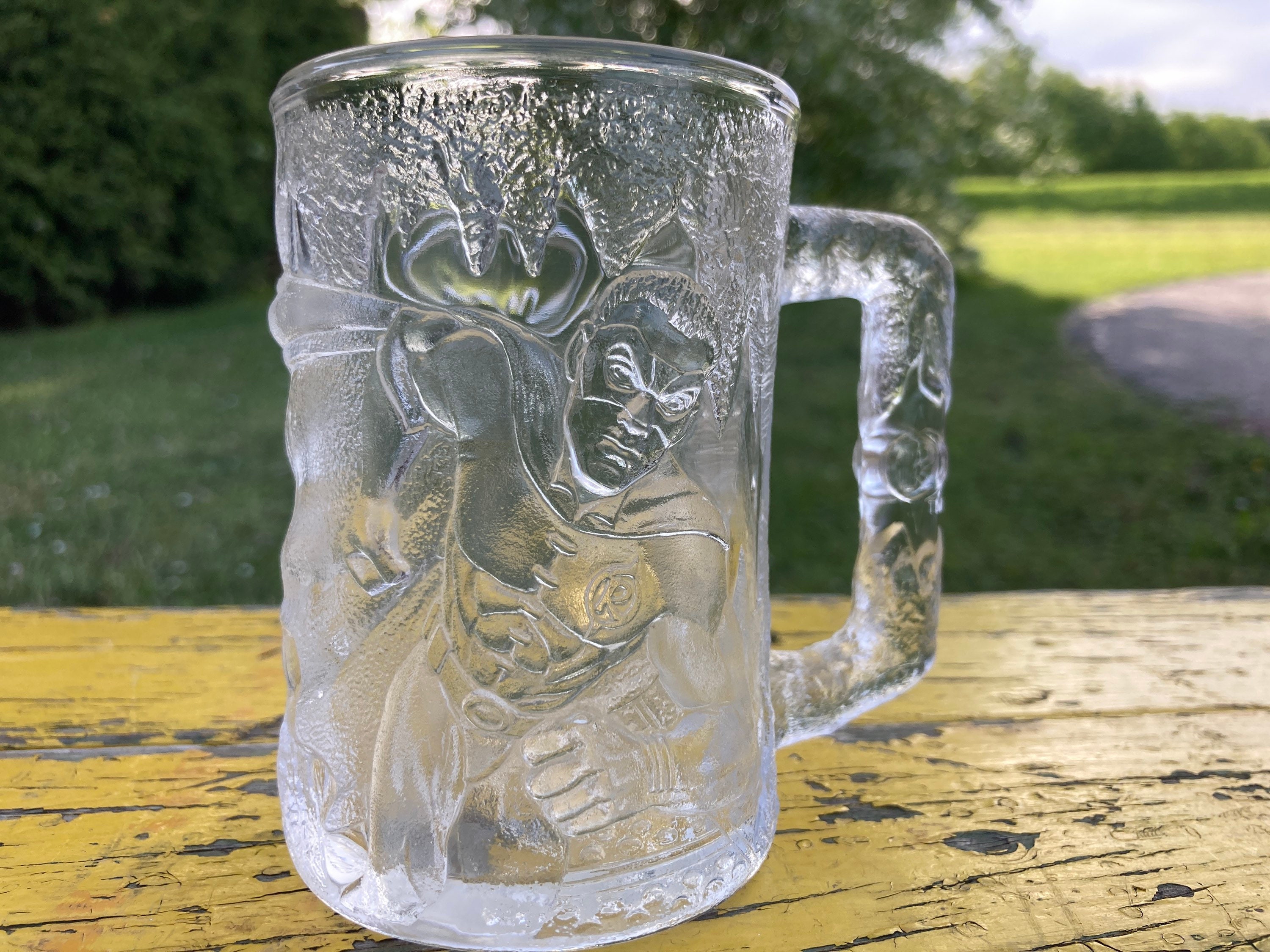 Mug McDonalds, Batman Forever, Promo, Glassware, Vintage,  Collectible, France, Mugs, 3D,, Robin, Clear Mug